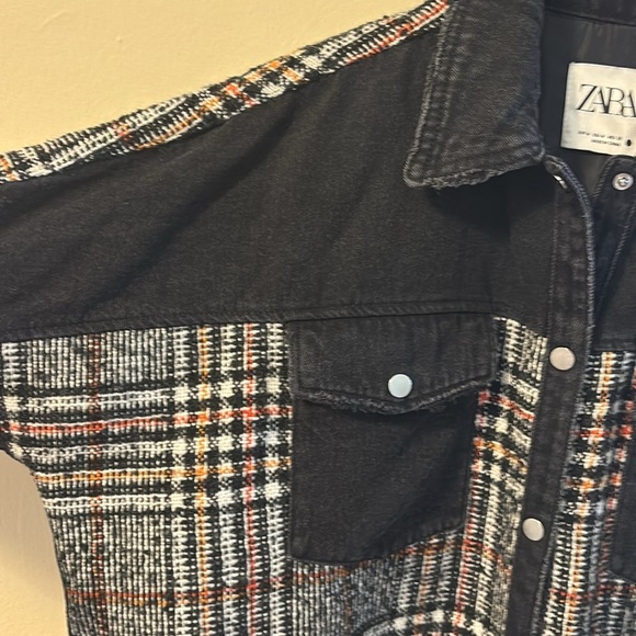 Zara Black and Plaid Jean Jacket - Picture 6 of 12